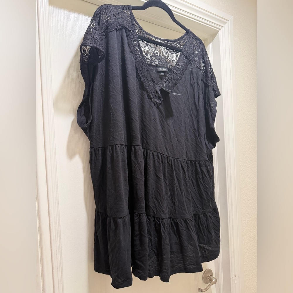 Torrid Black Lace Accent Tunic Top